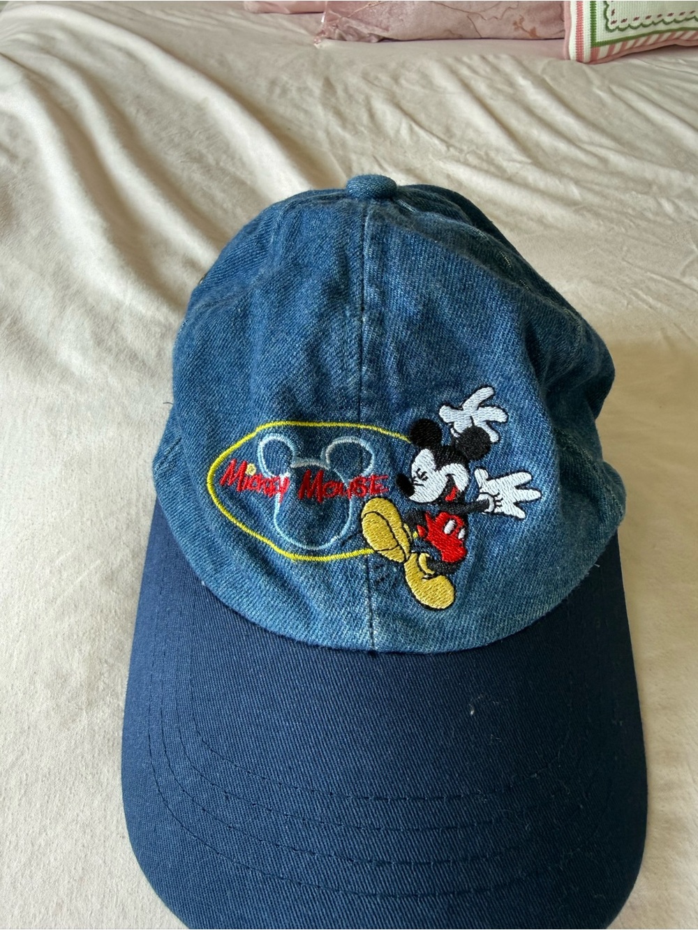 Vintage Disney Mickey Mouse Denim Baseball Cap - Blue